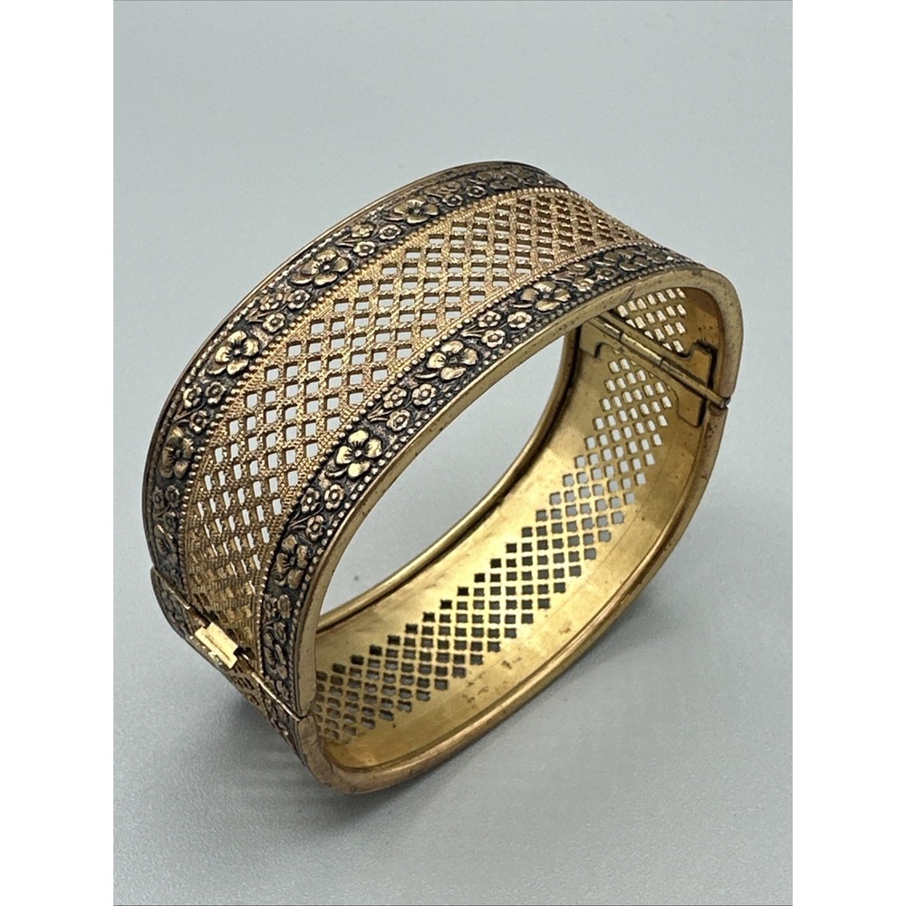 Antique 1930's Czech brass filigree Bracelet #908